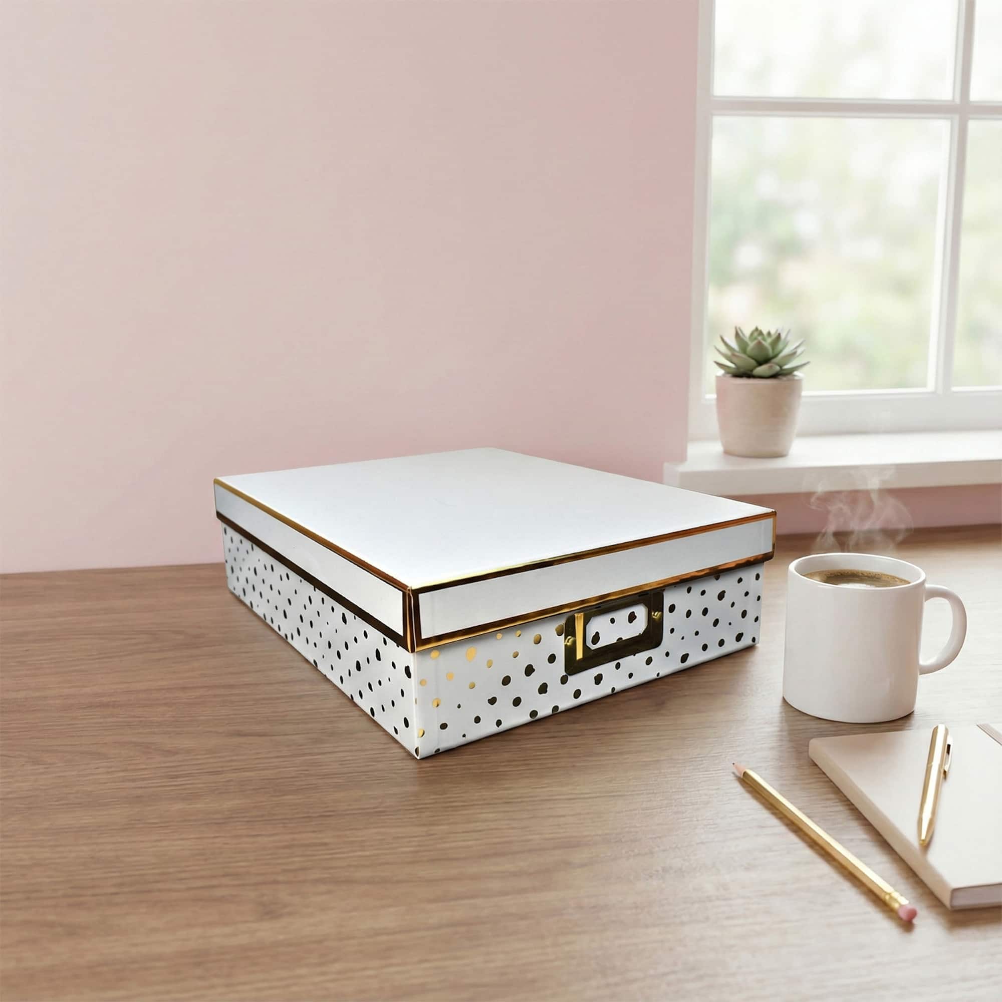 Medium Gold Dots Document Box by Ashland®